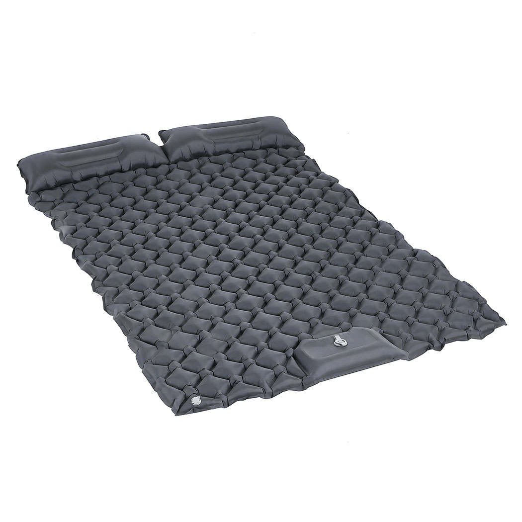DreamZ Double Camping Mattress with Built In Pump, 40D Nylon TPU, Grey