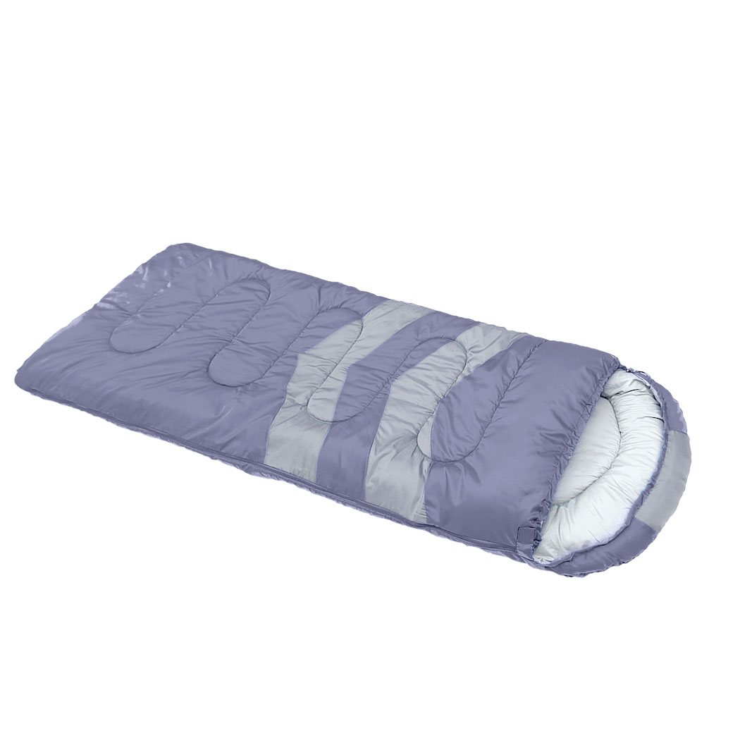 Mountview Grey Single Camping Sleeping Bag – 210T Polyester with Carry Bag - Image 2