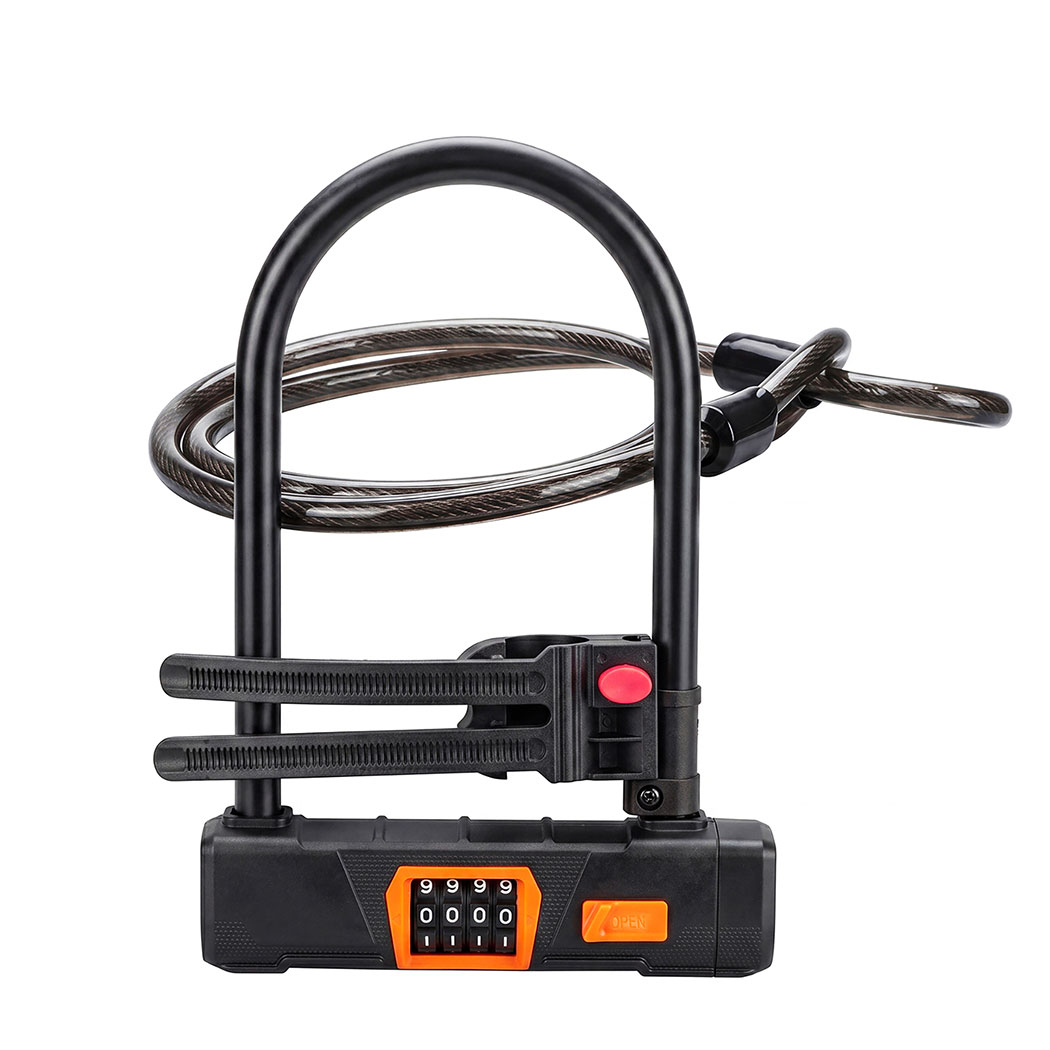 4 Digit Bicycle D Lock with Security Cable, Keyless Bike and Scooter Lock - Image 2