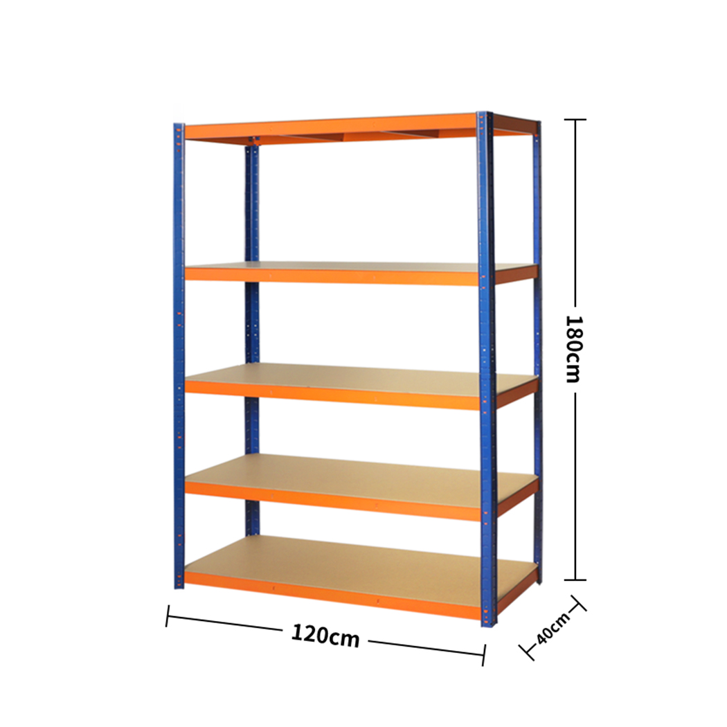 Traderight 5 Tier Garage Shelving Rack 180 x 120 x 40cm – Orange - Image 3