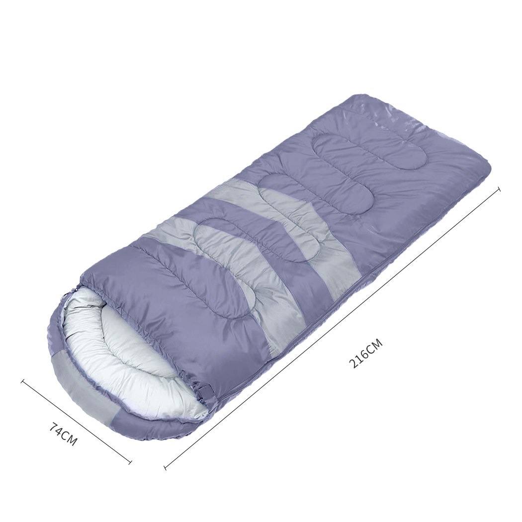 Mountview Grey Single Camping Sleeping Bag – 210T Polyester with Carry Bag - Image 3