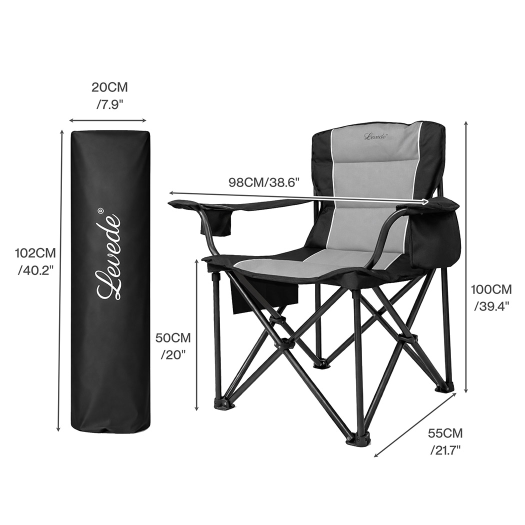 Levede Heavy Duty Folding Camping Chair, 200kg Capacity, Oversized Seat - Image 3
