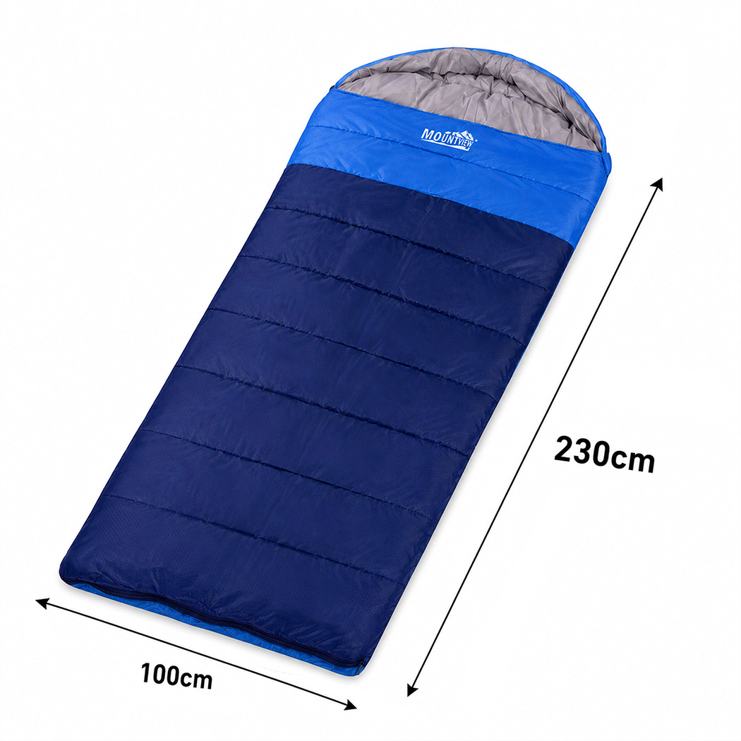 Mountview Extra Wide Camping Sleeping Bag 230 x 100cm – Blue, 3 Season - Image 3