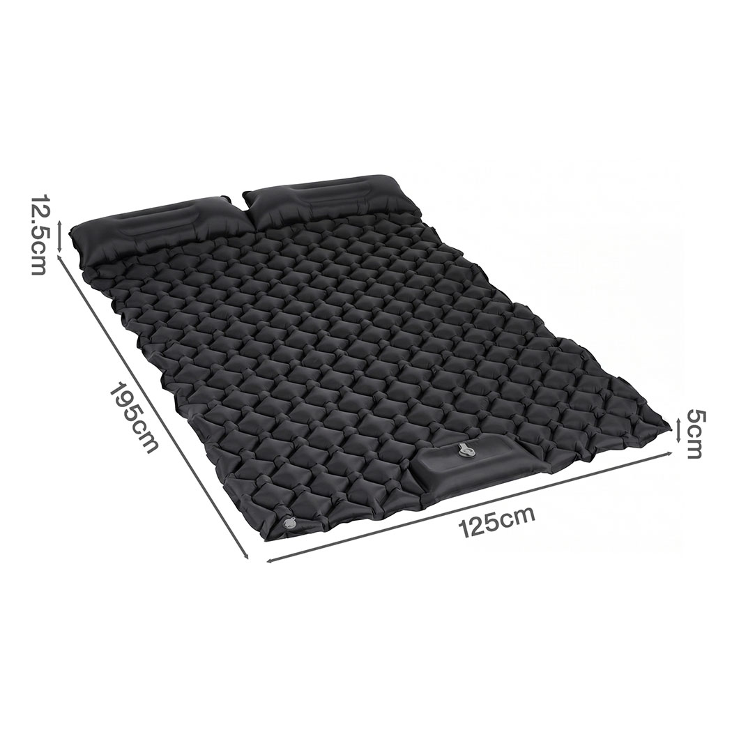 DreamZ Double Camping Mattress with Built In Pump, 40D Nylon TPU, Black - Image 3