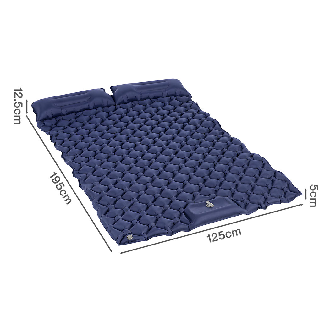 DreamZ Double Camping Mattress with Built In Pump, 40D Nylon TPU, Blue - Image 3