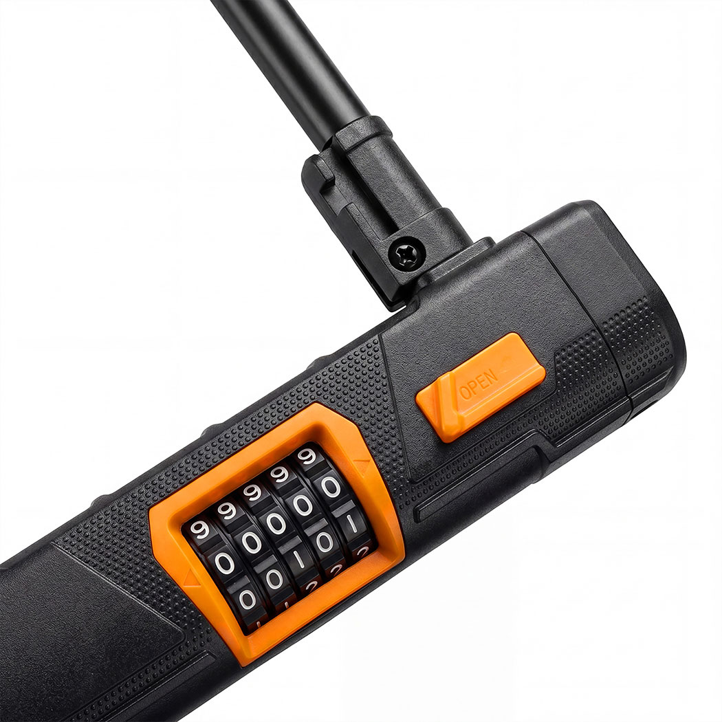 4 Digit Bicycle D Lock with Security Cable, Keyless Bike and Scooter Lock - Image 6